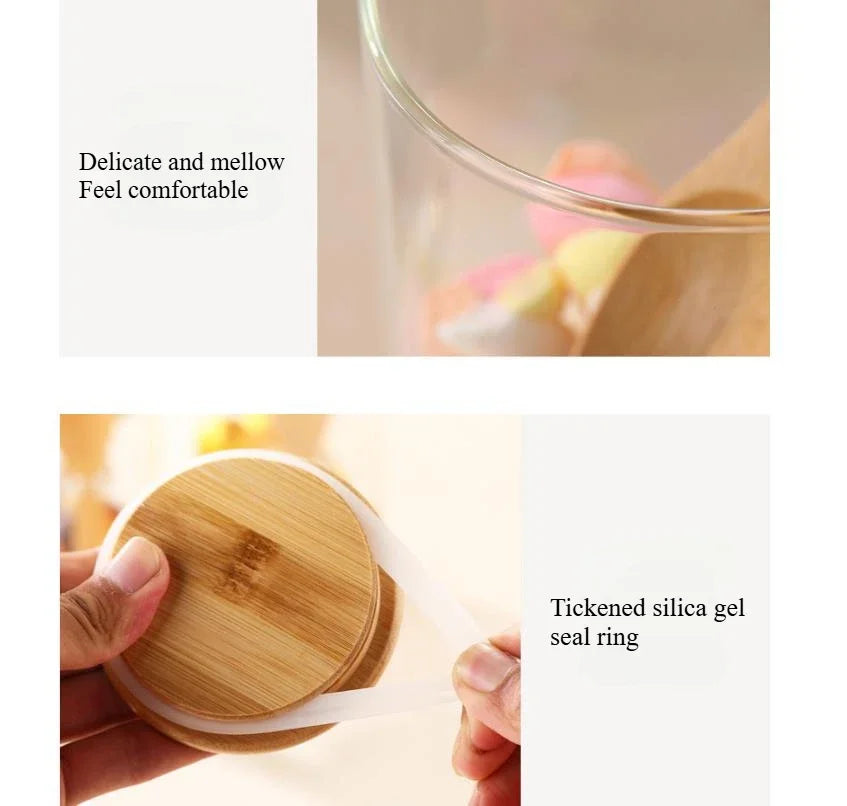 Glass Seasoning Jars with Wooden Lid & Spoon