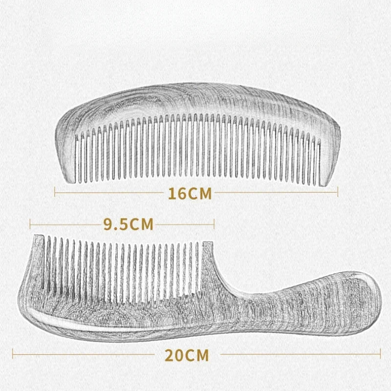 Natural Sandalwood Crescent Comb | Anti-Static Detangling & Scalp Massage Tool