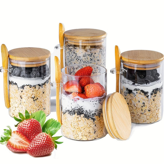 Glass Jars with Bamboo Lids and Spoons