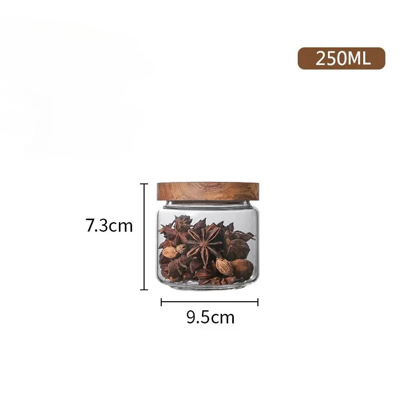 Airtight Glass Storage Canister with Wooden Lid
