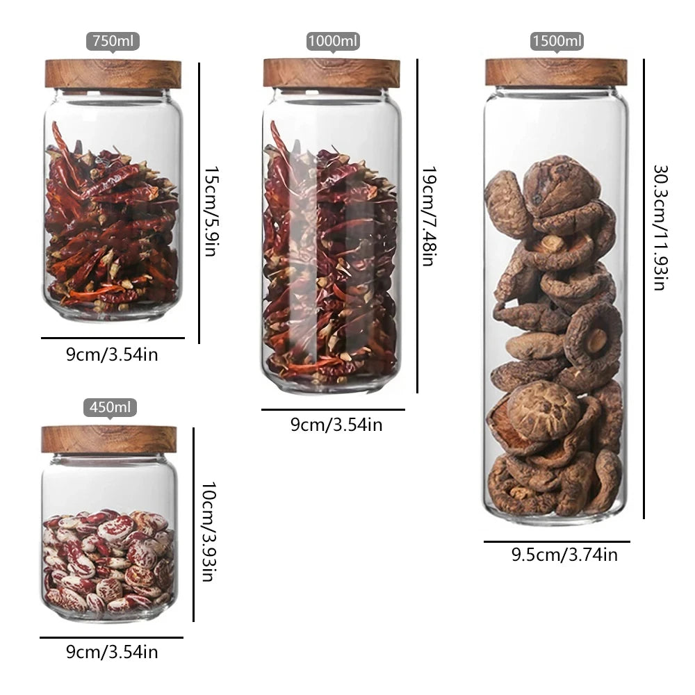 Airtight Glass Storage Canister with Wooden Lid