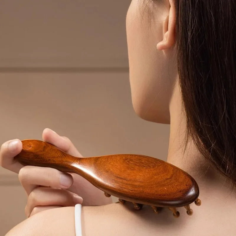 Natural Sandalwood Guasha Massage Comb | Scalp & Body Therapy Tool