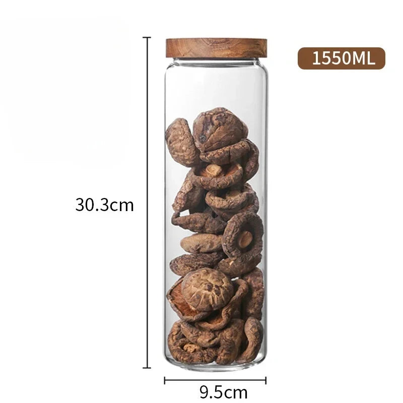 Airtight Glass Storage Canister with Wooden Lid