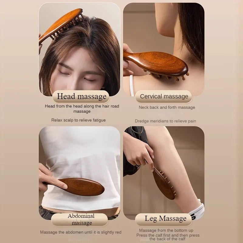 Natural Sandalwood Guasha Massage Comb | Scalp & Body Therapy Tool