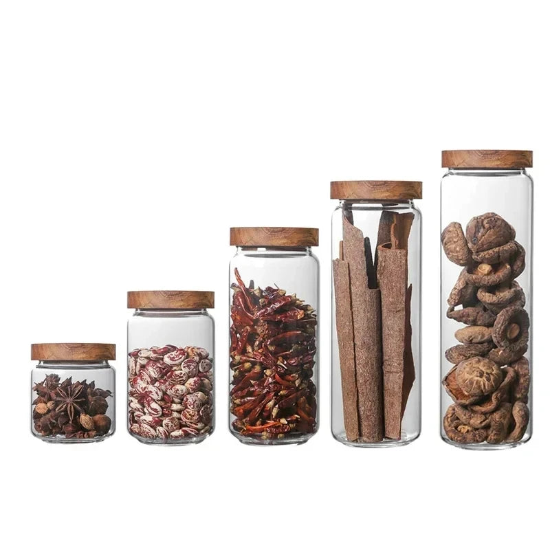 Airtight Glass Storage Canister with Wooden Lid