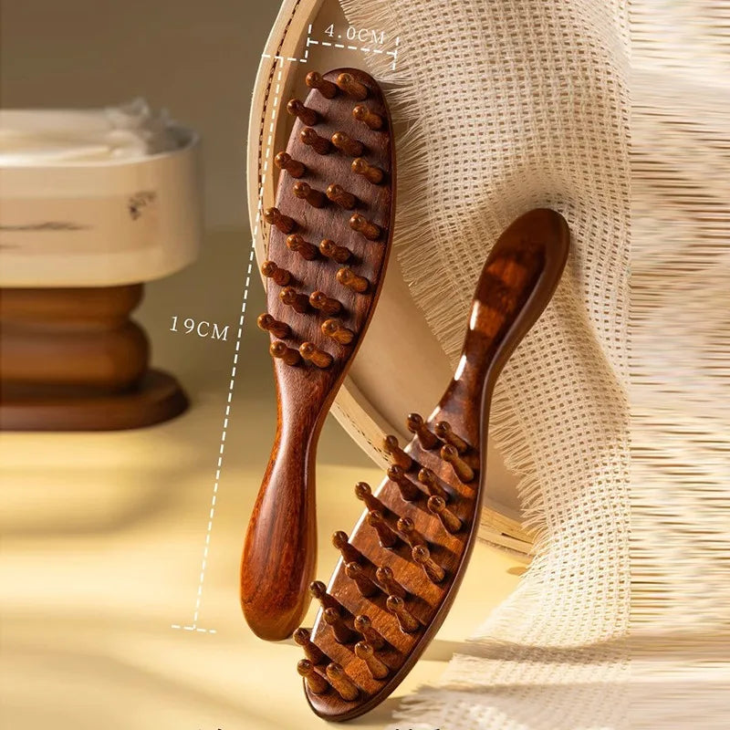 Natural Sandalwood Guasha Massage Comb | Scalp & Body Therapy Tool