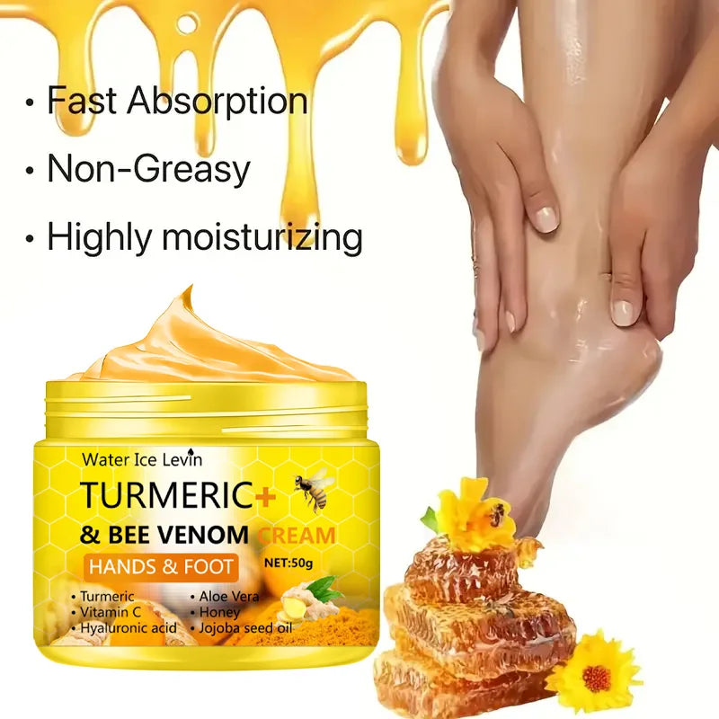 Turmeric & Bee Venom Healing Foot & Hand Cream | Crack Repair & Skin Renewal