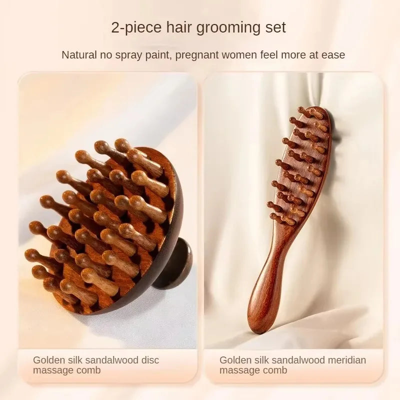 Natural Sandalwood Guasha Massage Comb | Scalp & Body Therapy Tool